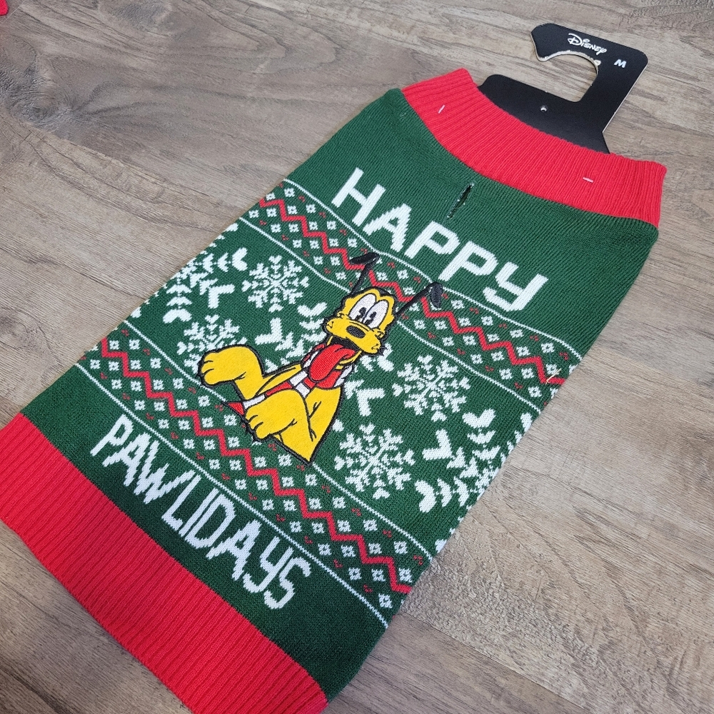 Disney PLUTO HAPPY PAWLIDAYS DOG CHRISTMAS SWEATER. NEW WITHOUT TAGS MED…